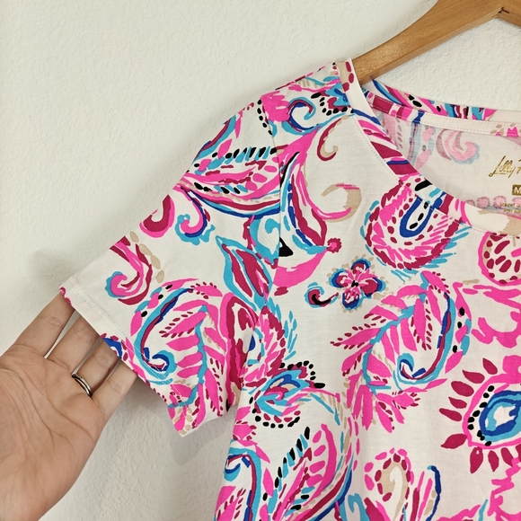 Lilly Pulitzer Nwot Cody Floral T-Shirt Swing Mini Dress Coconut Flitting About - Picture 7 of 14